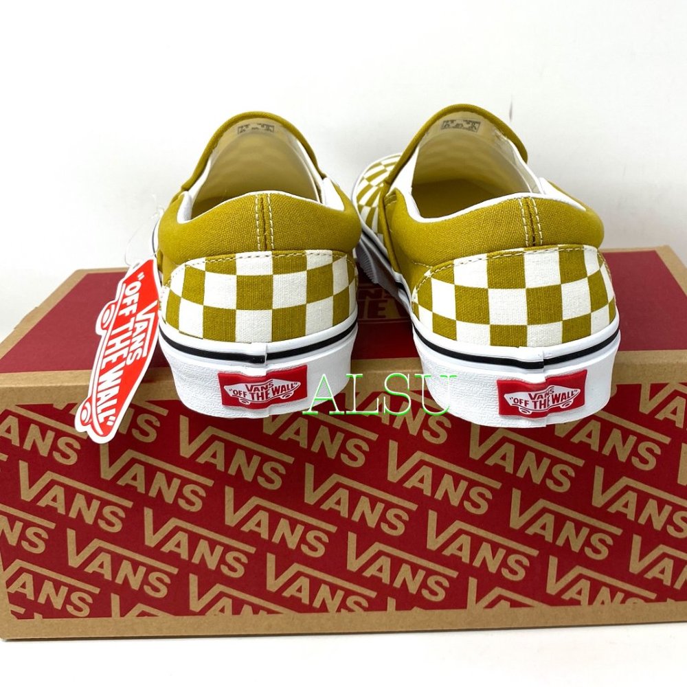 VANS Classic Slip On Checkerboard Olive Oil Sneakers Men's Size VN0A4U381GI - Picture 4 of 10